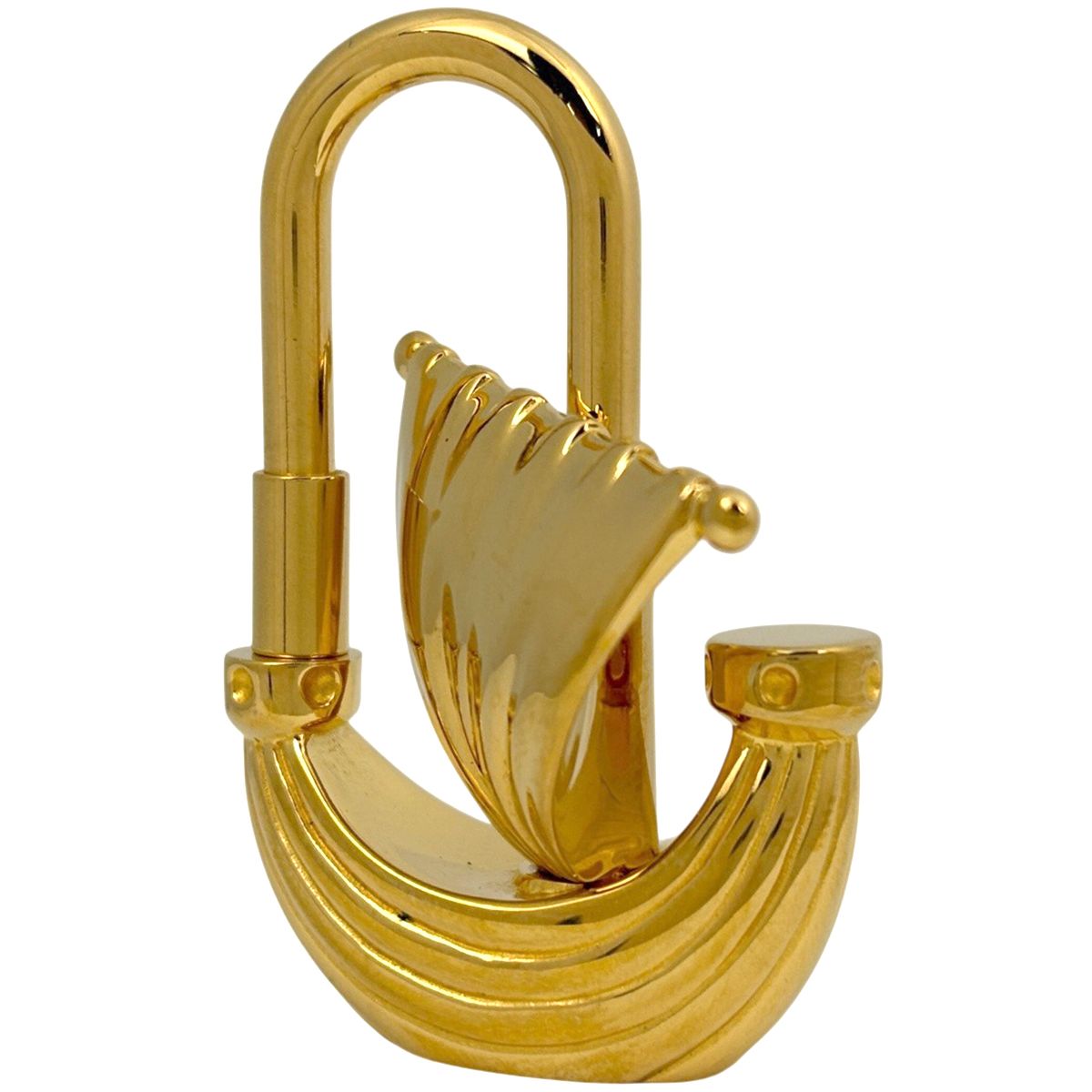 Hermes Sailing Ship Motif Bag Charm Paris Air Cadena Gold Plated