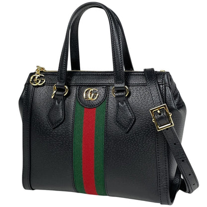 Gucci Ophidia Small Handbag 2-Way Sherry Line Web Double Leather Black