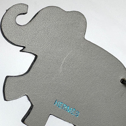 Hermes Elephant Motif Bag Charm Animal Key Holder Leather 925 Sterling Silver — view 5