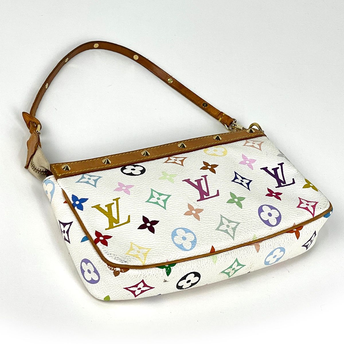 Louis Vuitton Pochette Studs Makeup Pouch Monogram Multi Color Blanc — view 2