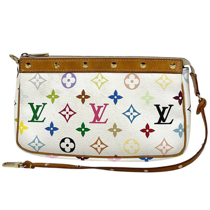 Louis Vuitton Pochette Studs Makeup Pouch Monogram Multi Color Blanc