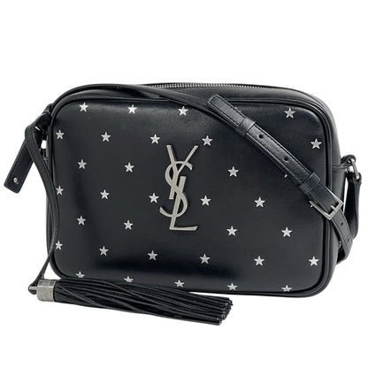 Saint Laurent Paris Camera Bag Star Fringe Tassel Logo Leather Black
