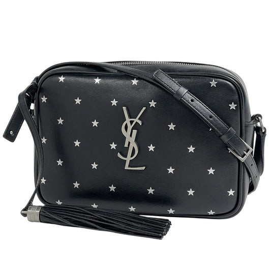 Saint Laurent Paris Camera Bag Star Fringe Tassel Logo Leather Black