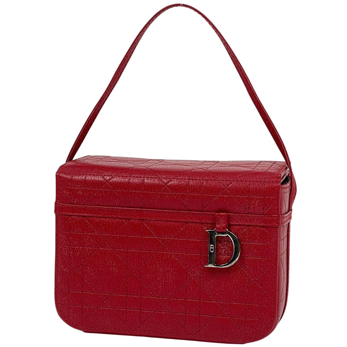 Dior Cannage Vanity Logo Handbag Makeup Pouch Leather