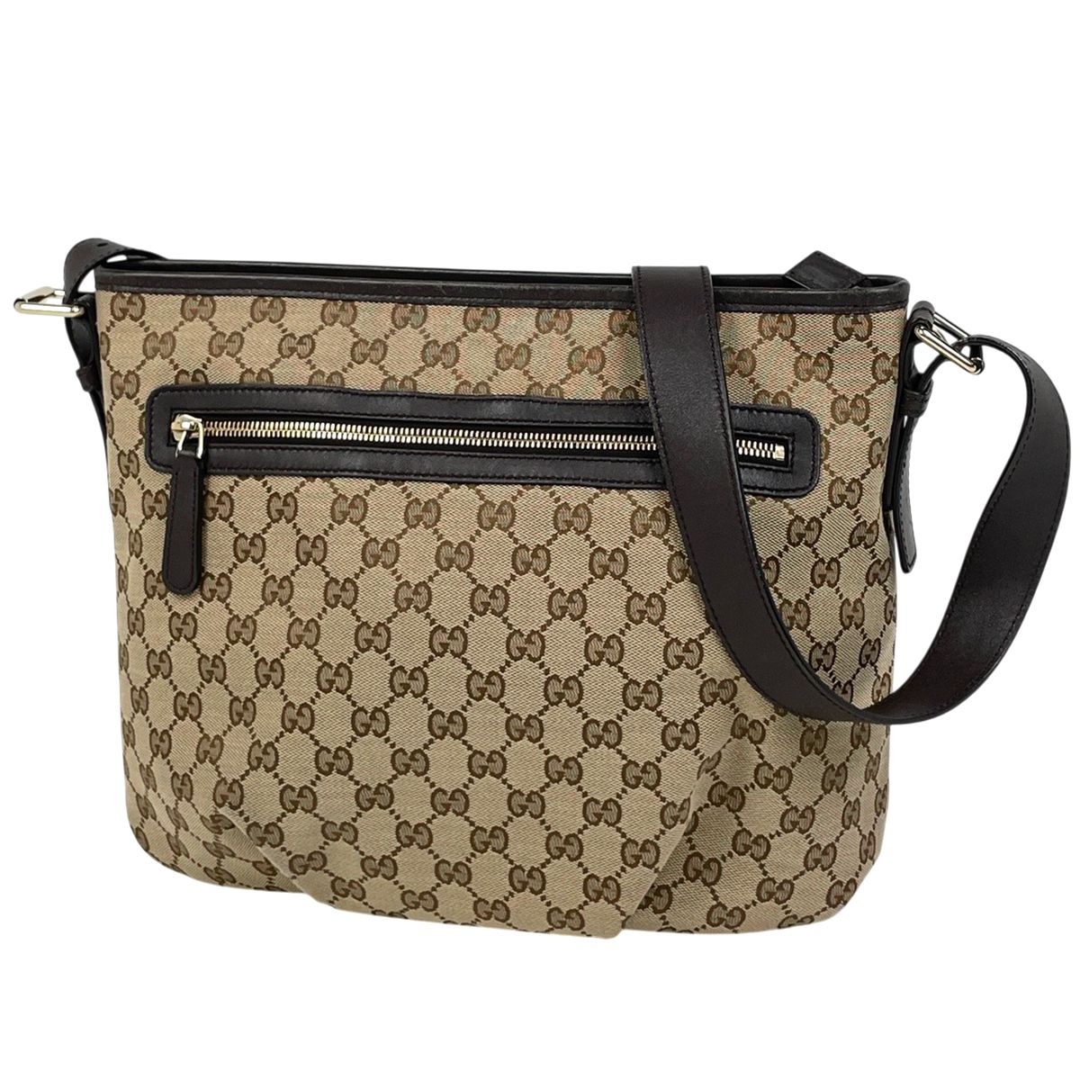 Gucci GG Pattern Shoulder Bag Canvas Brown