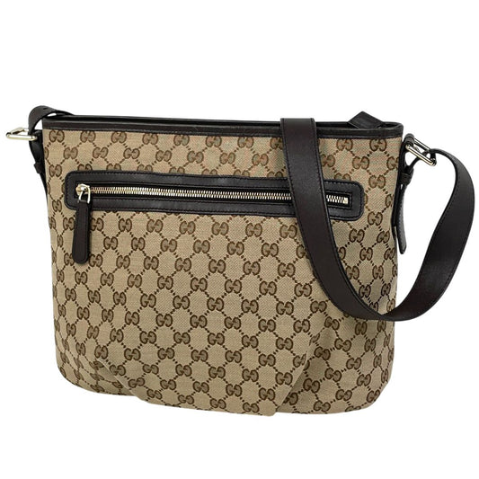 Gucci GG Pattern Shoulder Bag Canvas Brown