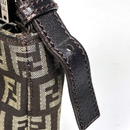 Fendi Zucchino Pattern Handbag Pouch Canvas Brown — view 4