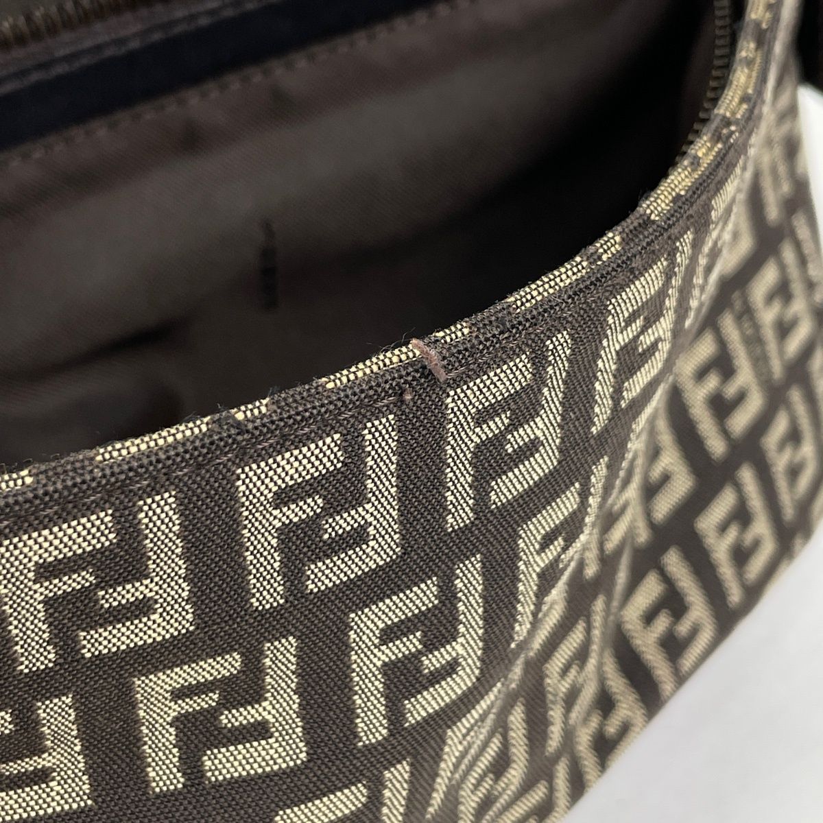 Fendi Zucchino Pattern Handbag Pouch Canvas Brown — view 8