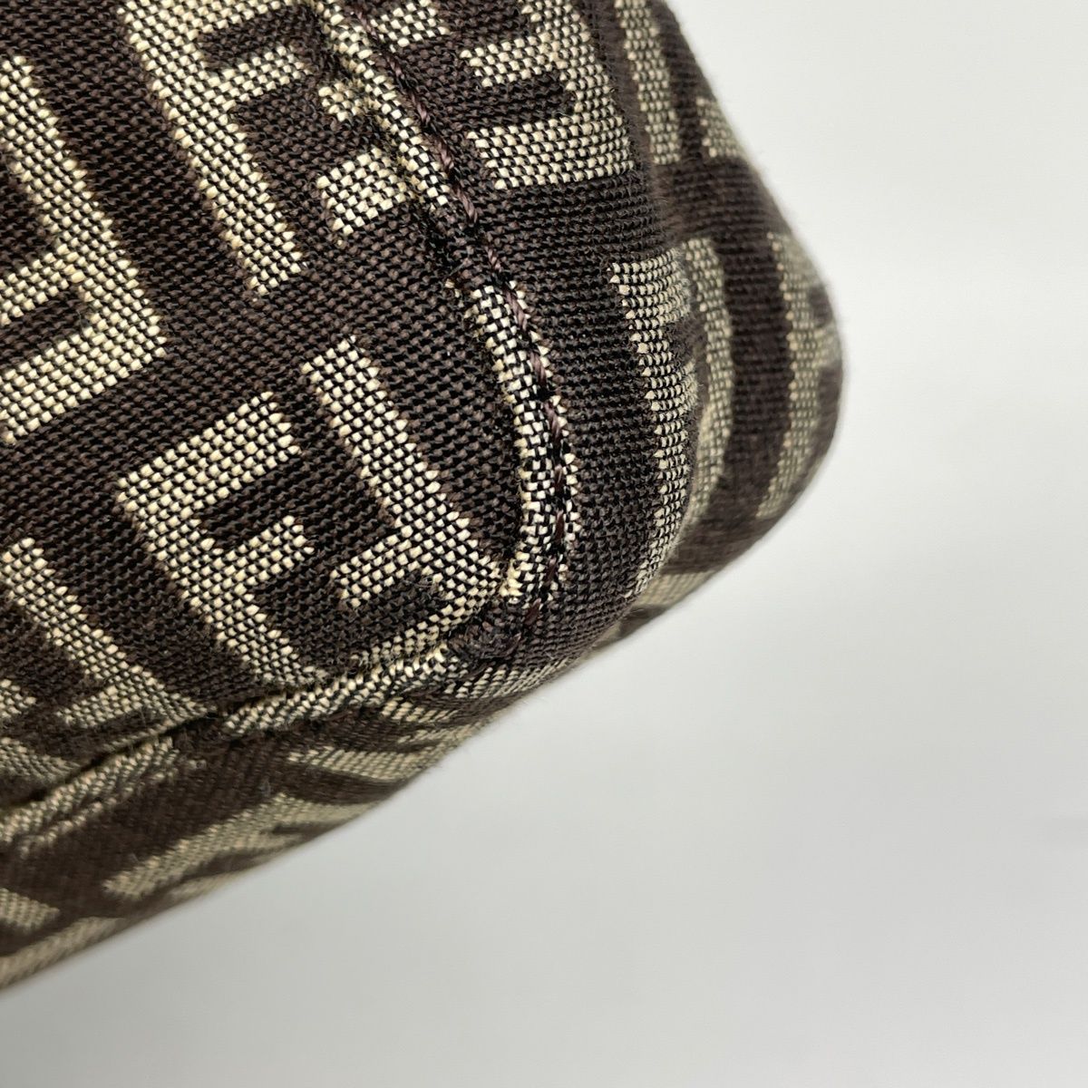 Fendi Zucchino Pattern Handbag Pouch Canvas Brown — view 3