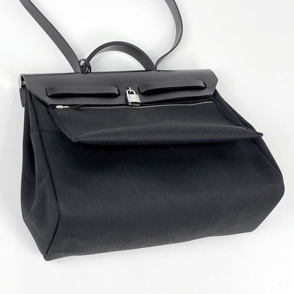 Hermes Herbag Zip MM 2-Way Handbag Toile Officier Black — view 2