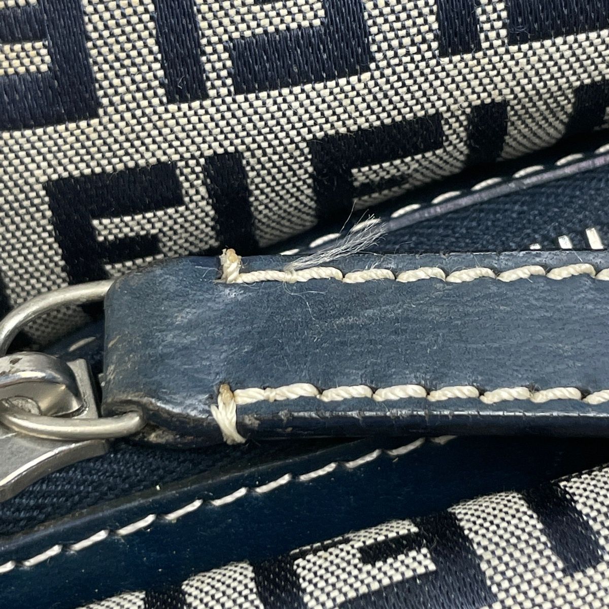 Fendi Zucchino Pattern Shoulder Bag Canvas Navy — view 9