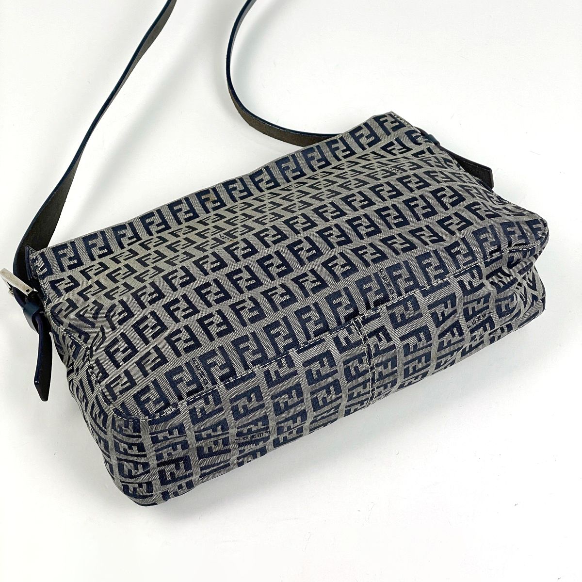 Fendi Zucchino Pattern Shoulder Bag Canvas Navy — view 2