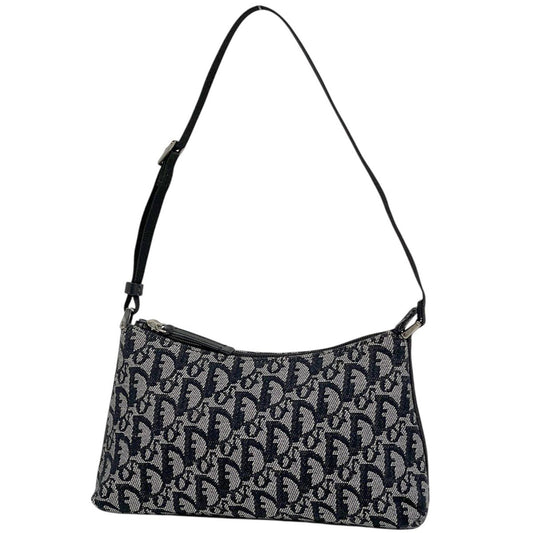 Dior Trotter Pattern Shoulder Bag Canvas Black