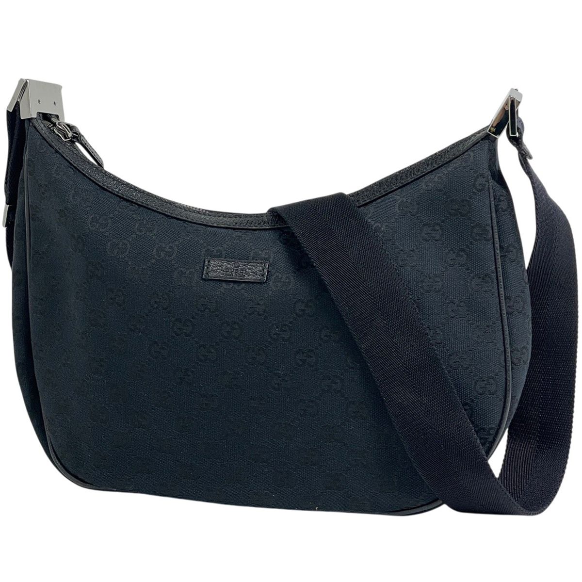 Gucci GG Pattern Shoulder Bag Canvas Black