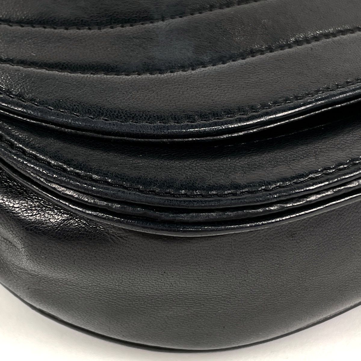 Chanel CC Logo Chain Shoulder Bag Half Moon Leather Black — view 3