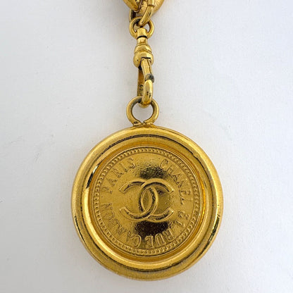 Chanel CC Logo Chain Belt Leather Gold Black — view 3