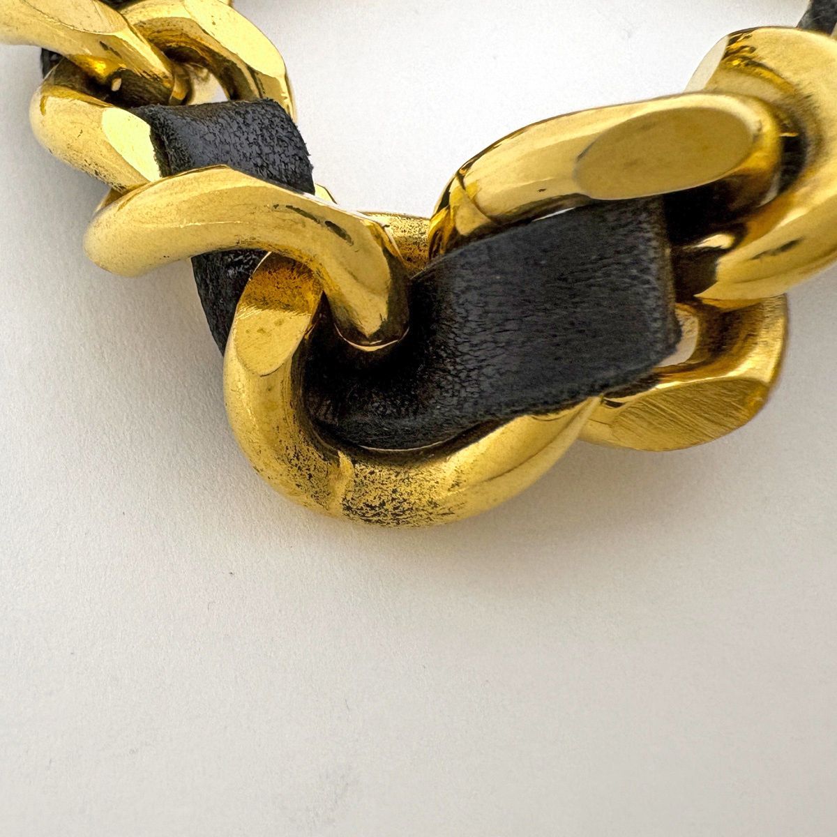 Chanel CC Logo Chain Belt Leather Gold Black — view 5