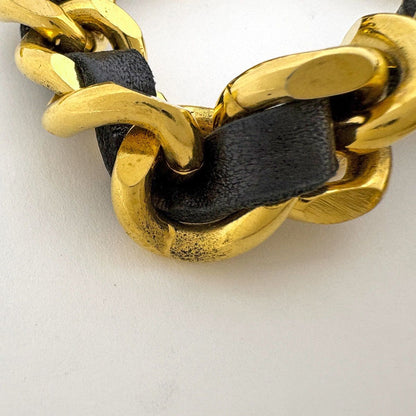 Chanel CC Logo Chain Belt Leather Gold Black — view 5