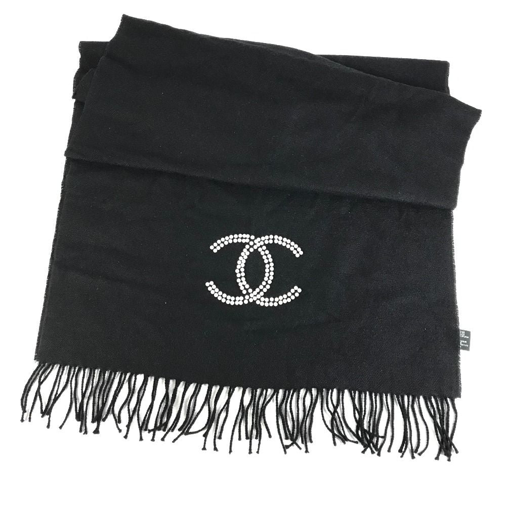 Chanel Scarf Faux Pearl Cashmere Black