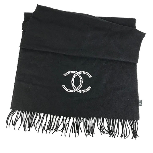 Chanel Scarf Faux Pearl Cashmere Black