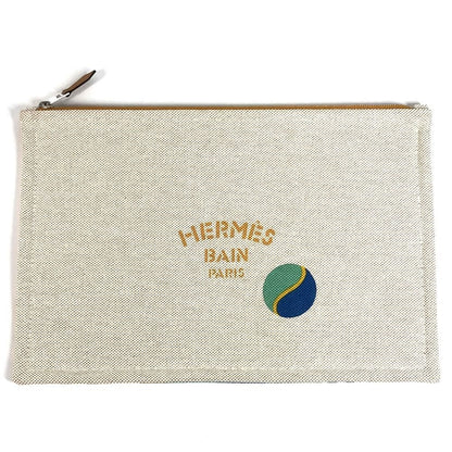 Hermes Pouch Flat Bal-o-bon Print 01 Cotton Camel Beige