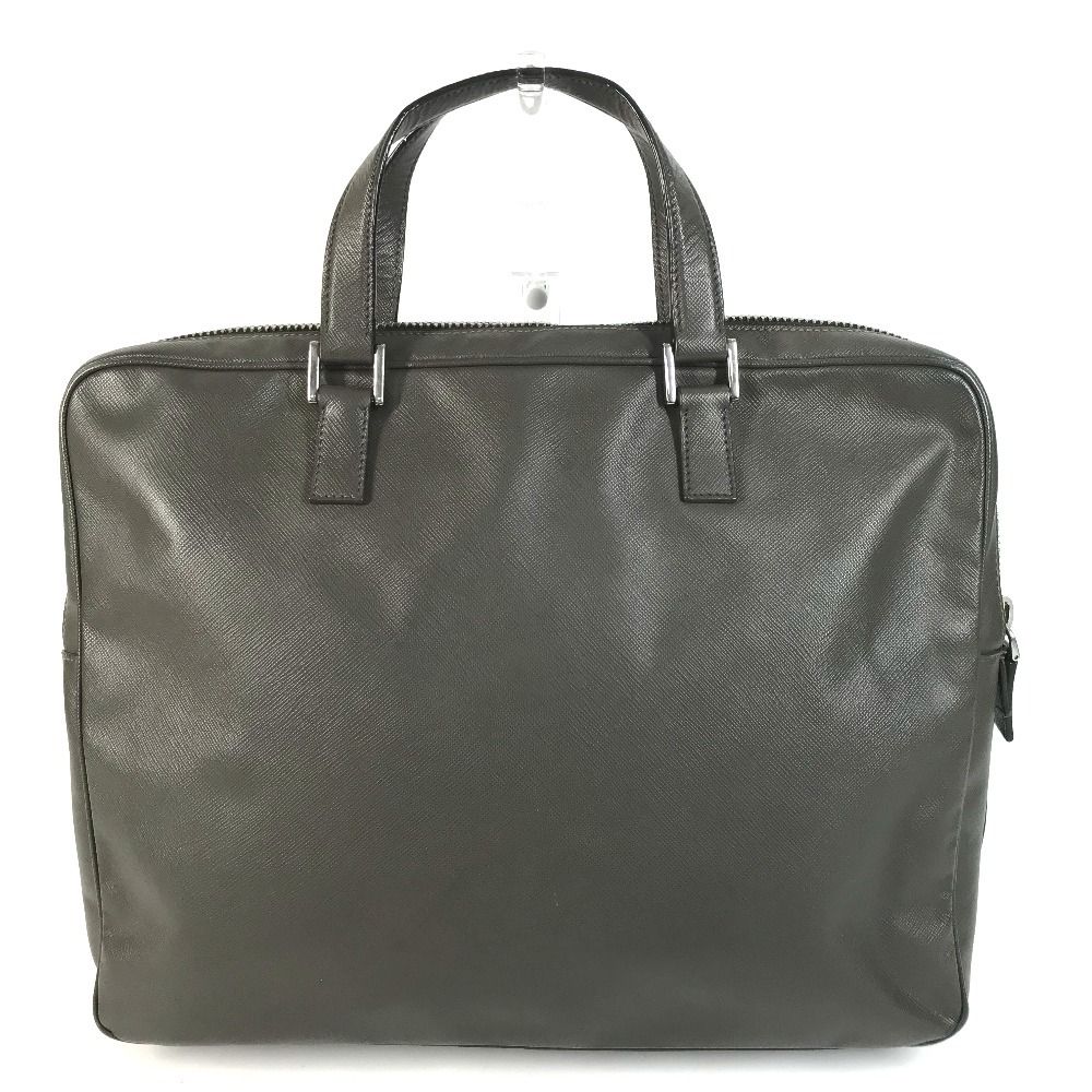 Prada Handbag Business Bag Saffiano Leather Gray — view 2