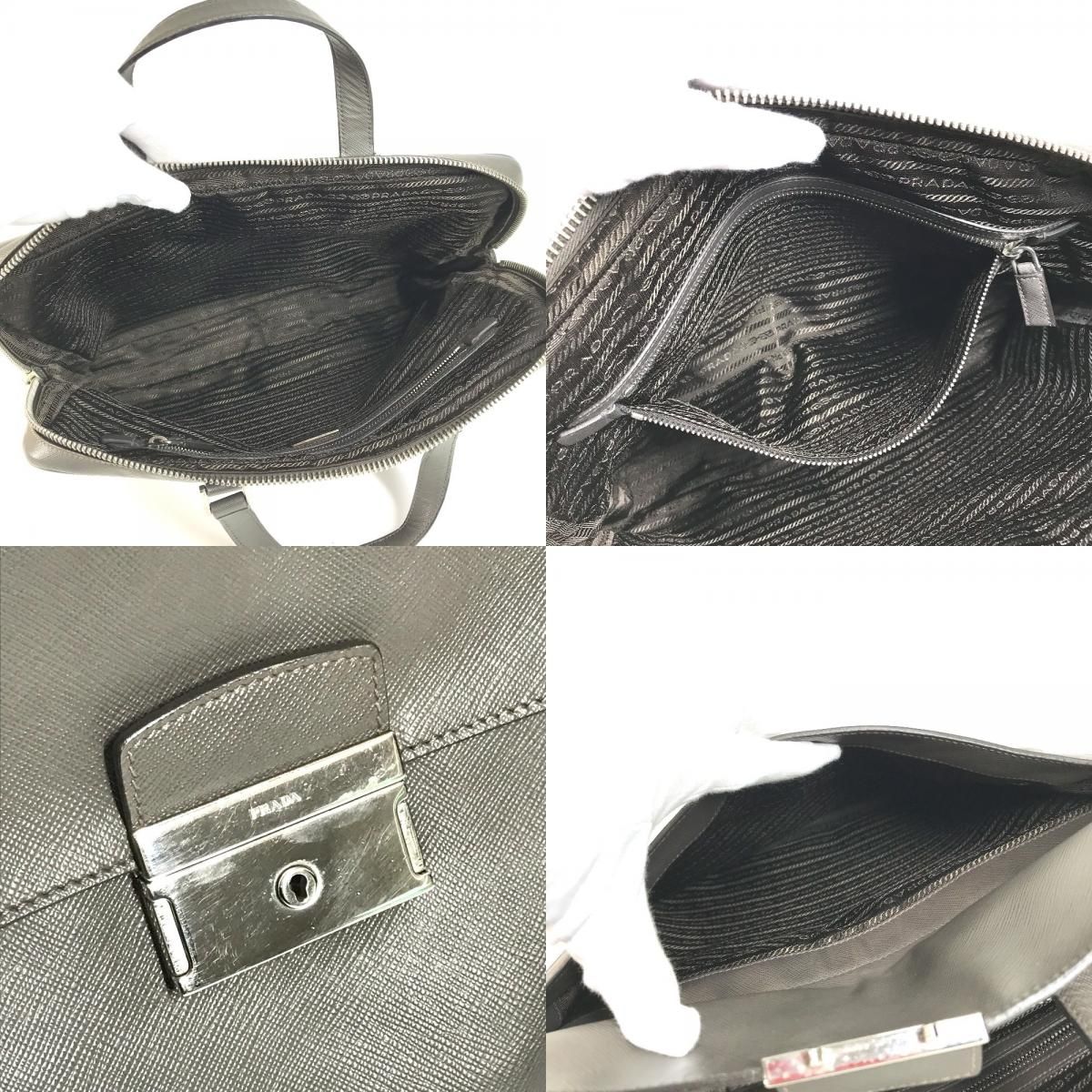 Prada Handbag Business Bag Saffiano Leather Gray — view 8