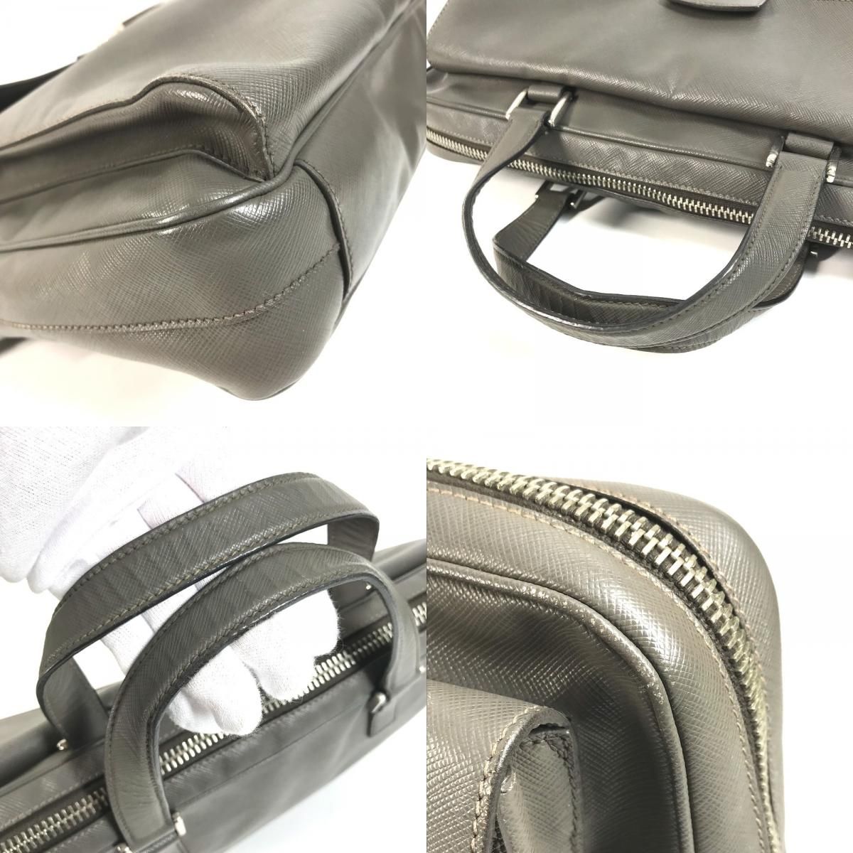 Prada Handbag Business Bag Saffiano Leather Gray — view 7