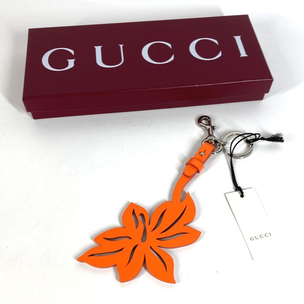 Gucci Key Holder Flower Leather Orange — view 8