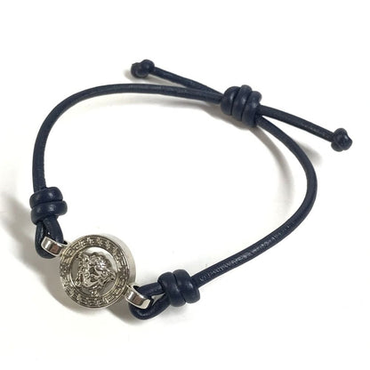 Versace Chi Bracelet Medu Sa Logo Leather Navy — view 2