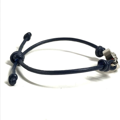Versace Chi Bracelet Medu Sa Logo Leather Navy — view 4