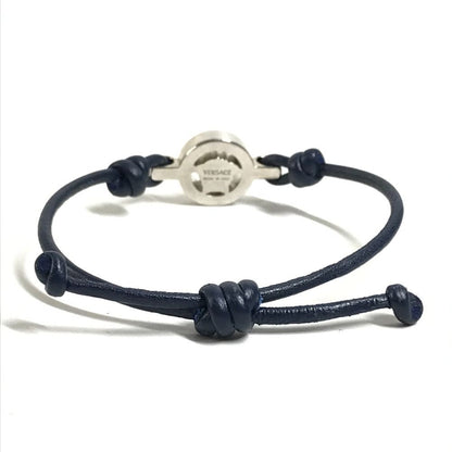 Versace Chi Bracelet Medu Sa Logo Leather Navy — view 5