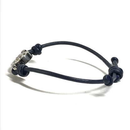 Versace Chi Bracelet Medu Sa Logo Leather Navy — view 3