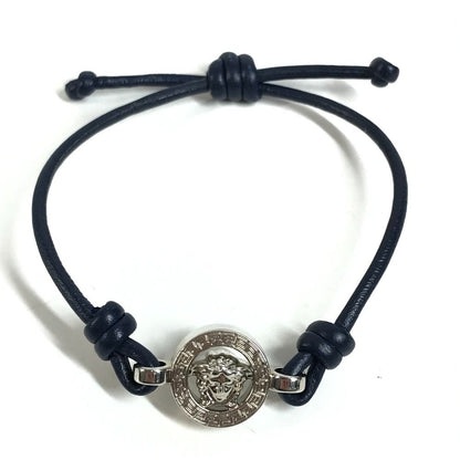 Versace Chi Bracelet Medu Sa Logo Leather Navy