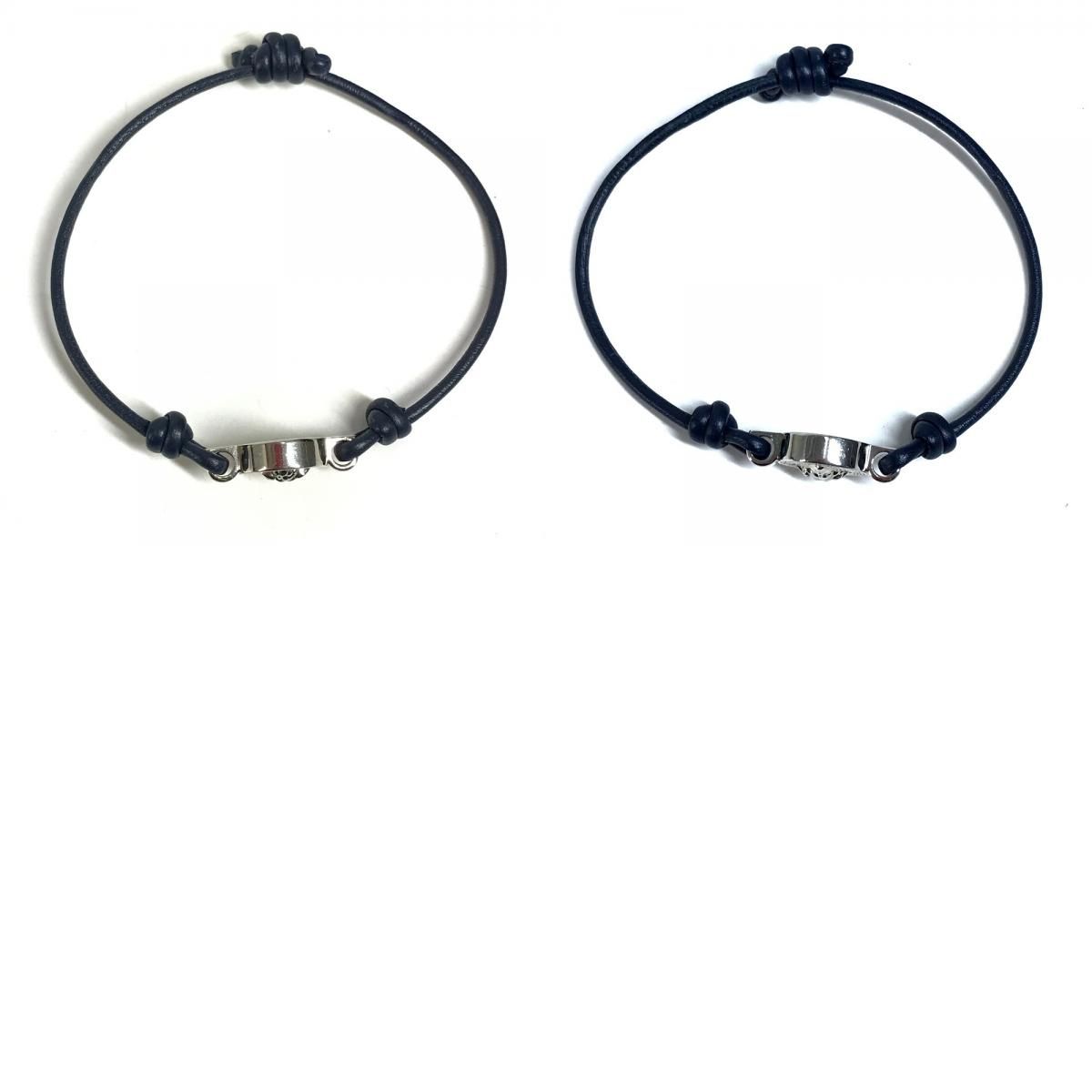 Versace Chi Bracelet Medu Sa Logo Leather Navy — view 9