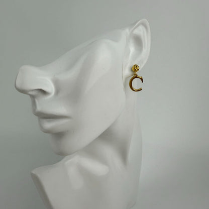 Dior CD Logo Earrings Gold Vintage — view 4