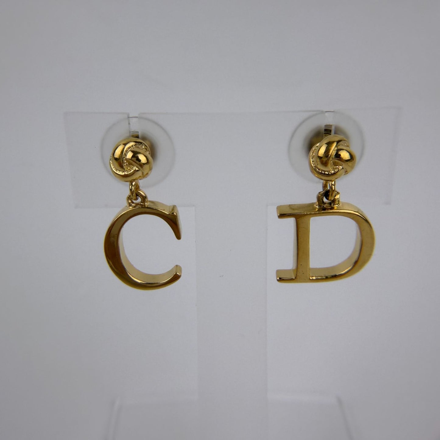 Dior CD Logo Earrings Gold Vintage