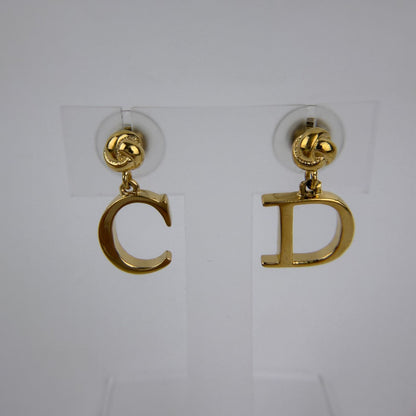 Dior CD Logo Earrings Gold Vintage