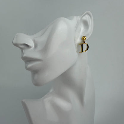 Dior CD Logo Earrings Gold Vintage — view 5