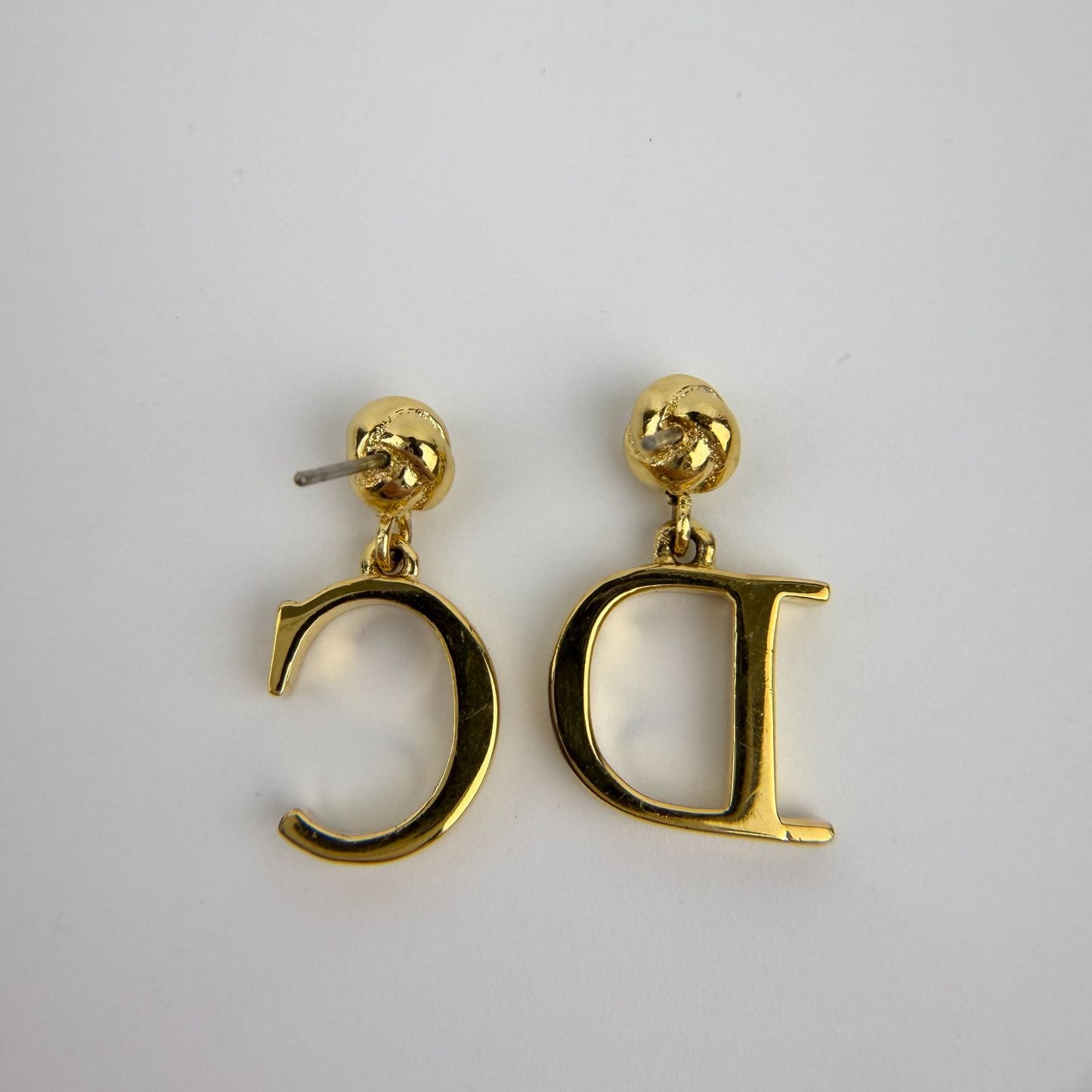Dior CD Logo Earrings Gold Vintage — view 2