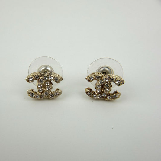 Chanel CC Logo Earrings Gold Vintage