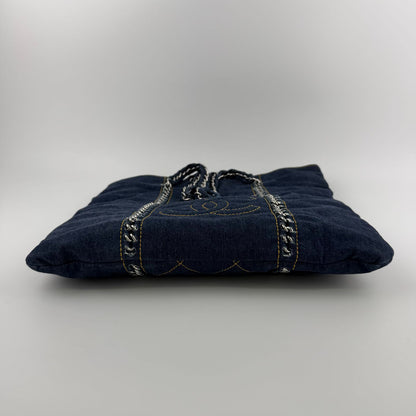 Chanel CC Logo Quilted Tote Shoulder Blue Denim Vintage — view 5