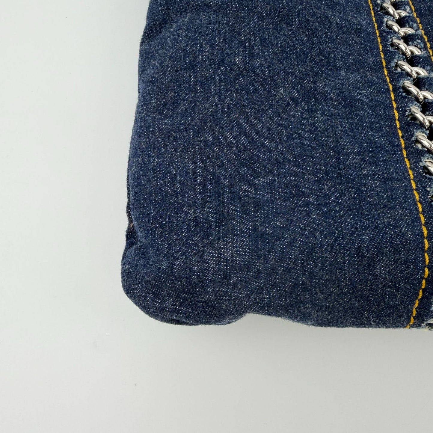 Chanel CC Logo Quilted Tote Shoulder Blue Denim Vintage — view 6