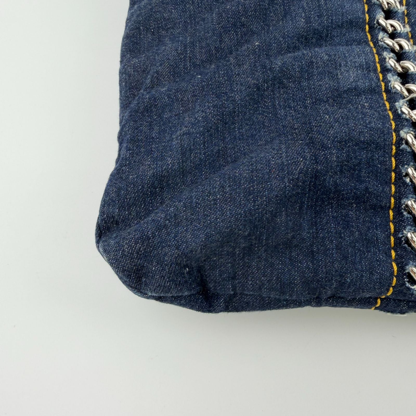Chanel CC Logo Quilted Tote Shoulder Blue Denim Vintage — view 8