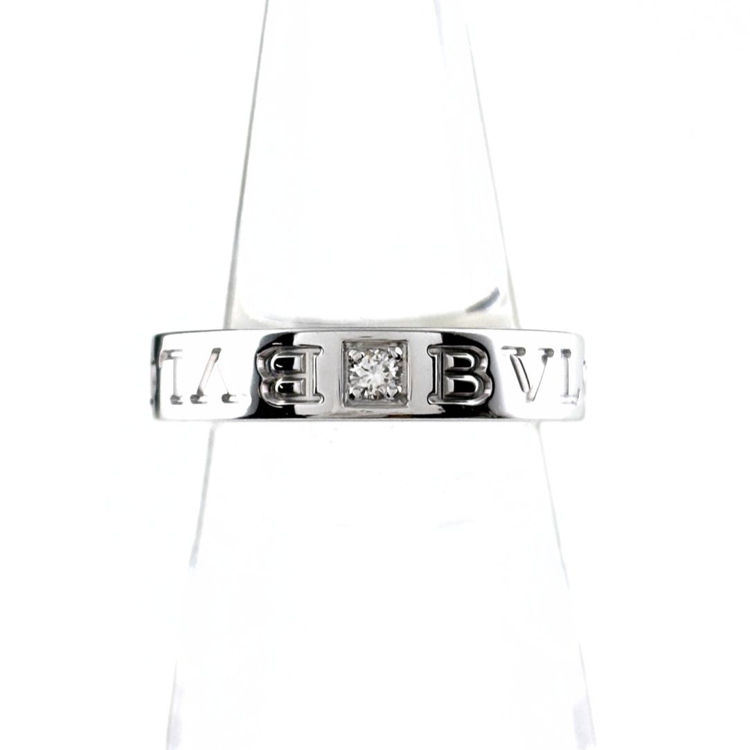 Bvlgari Double Logo Ring WG White Gold Pave Diamond