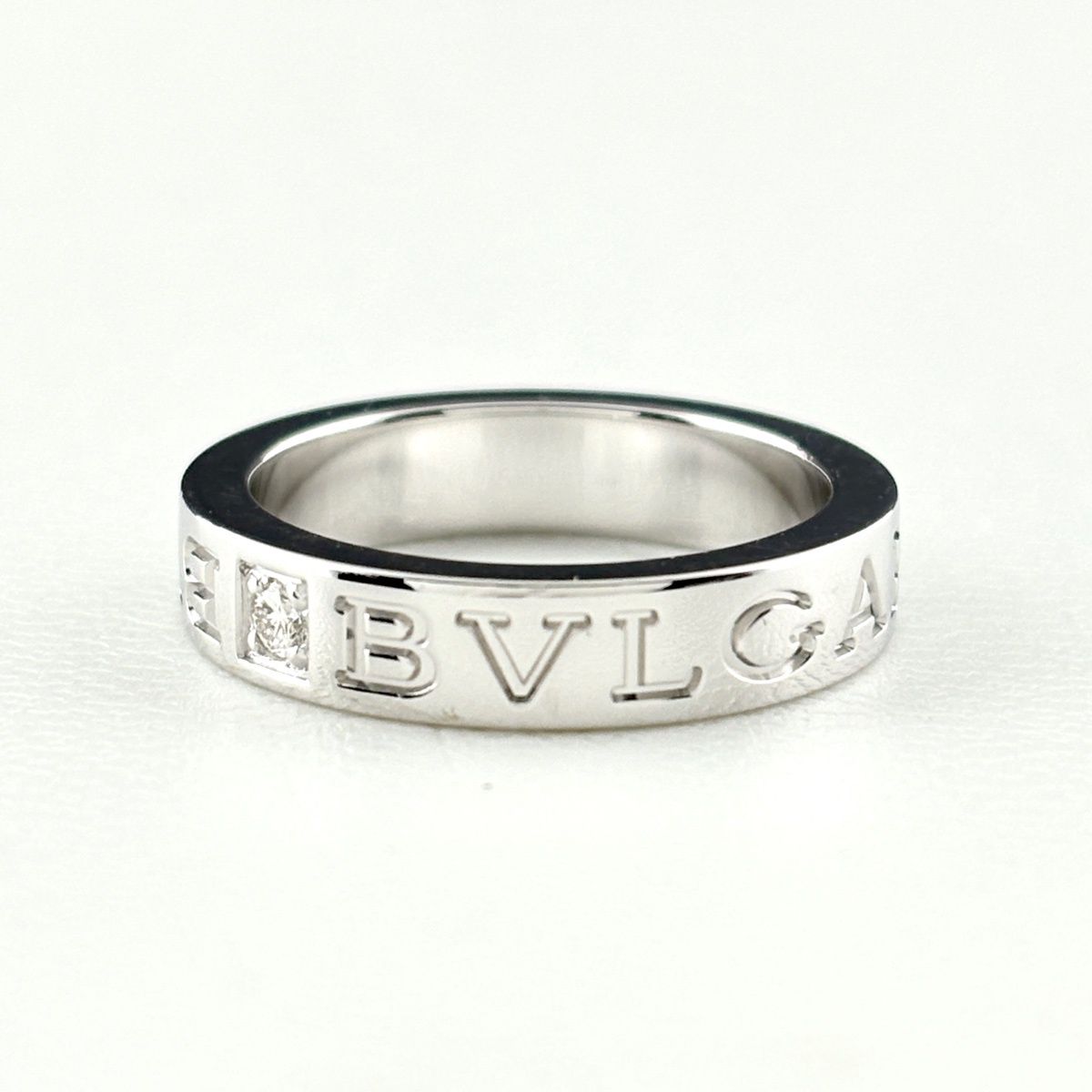 Bvlgari Double Logo Ring WG White Gold Pave Diamond — view 3