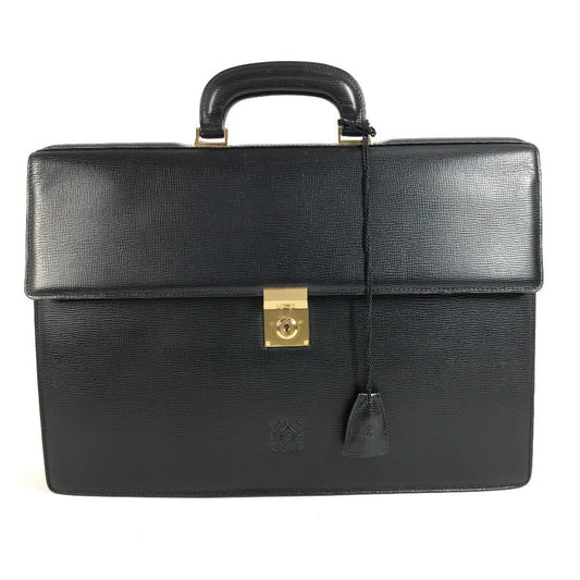 Loewe Handbag Logo Business Bag Anagram Leather Black