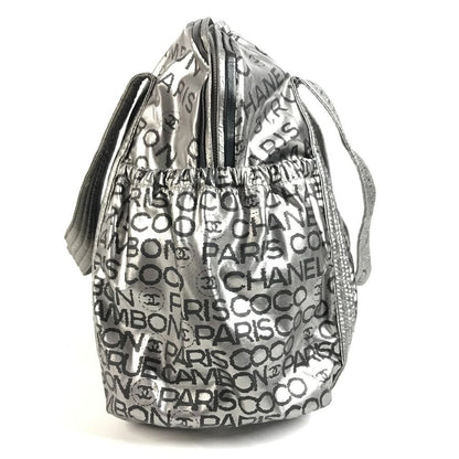 Chanel Boston Bag CC Logo Nylon Canvas Silver — view 4