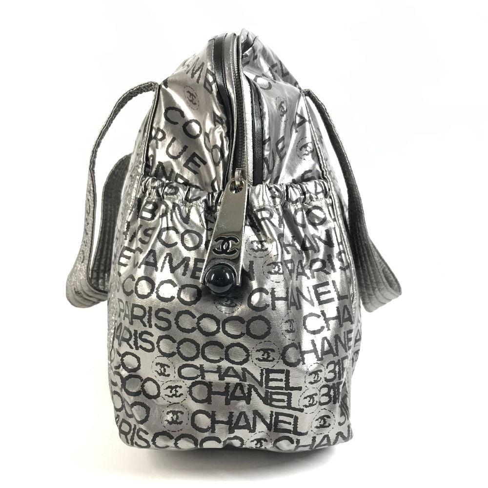 Chanel Boston Bag CC Logo Nylon Canvas Silver — view 3