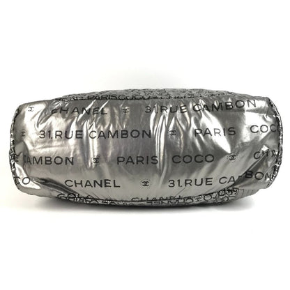 Chanel Boston Bag CC Logo Nylon Canvas Silver — view 5
